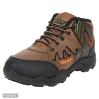 Men's Stylish and Trendy Brown Self Design Rexine Casual Sports Shoes - 8