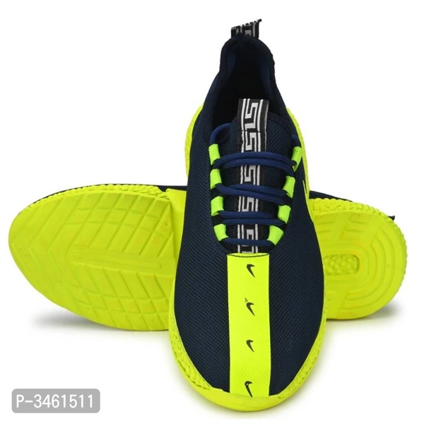 Men's Breathable Mesh Blue Neon Running Sport Shoes - 6