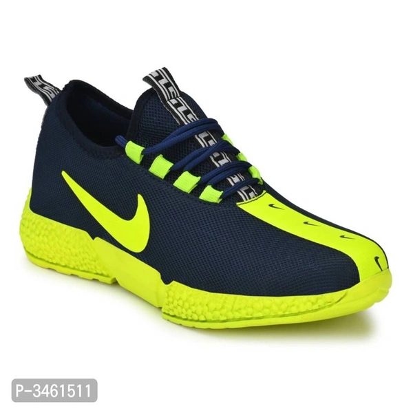 Men's Breathable Mesh Blue Neon Running Sport Shoes - 6