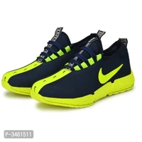 Men's Breathable Mesh Blue Neon Running Sport Shoes - 6