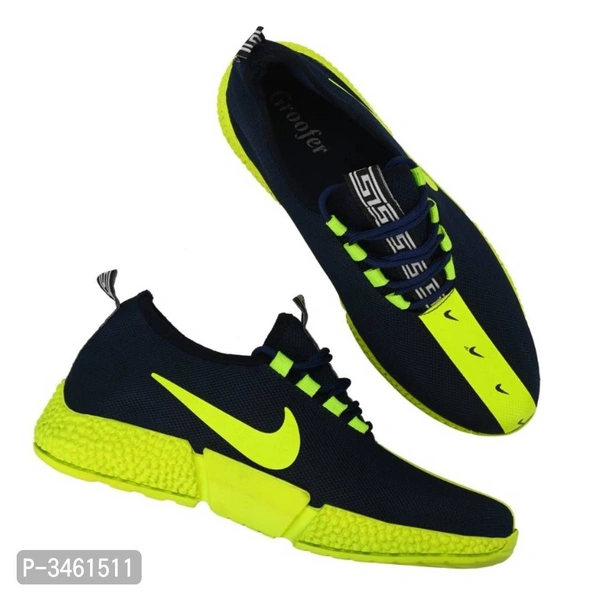 Men's Breathable Mesh Blue Neon Running Sport Shoes - 6
