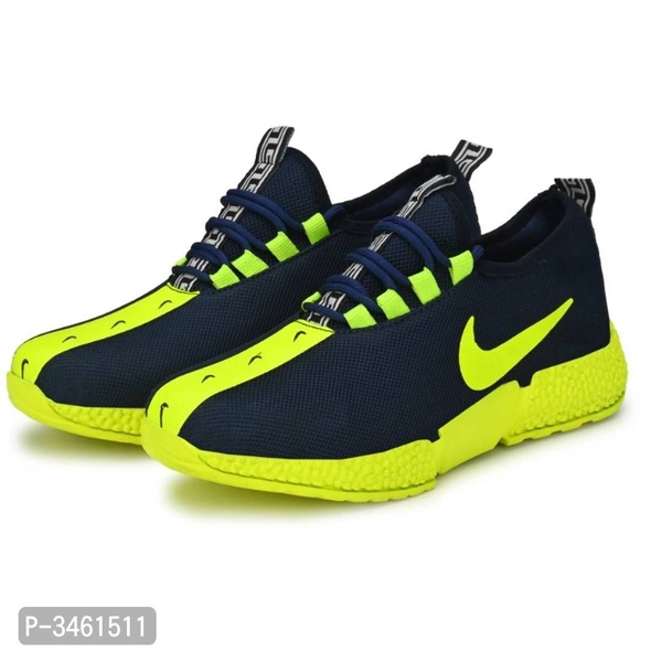 Men's Breathable Mesh Blue Neon Running Sport Shoes - 7
