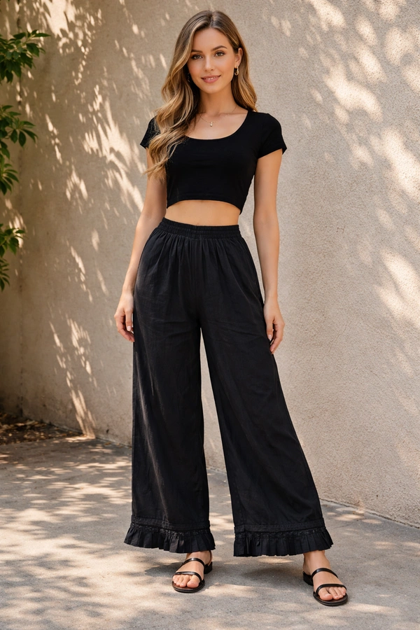 Trends Mid Rise Palazzo| Black | BPL140049| - M, Black