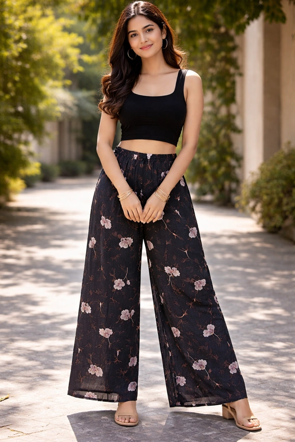 Trends Mid Rise Palazzo| Black|BPL140050| - M, Black