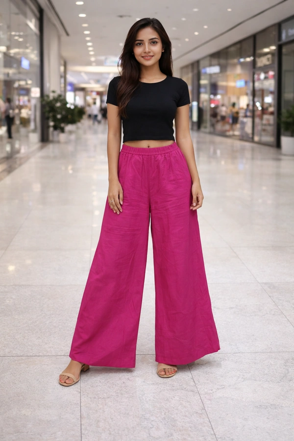 Trends Mid Rise Palazzo| Rani Pink| BPL140072| - XL, Rani Pink