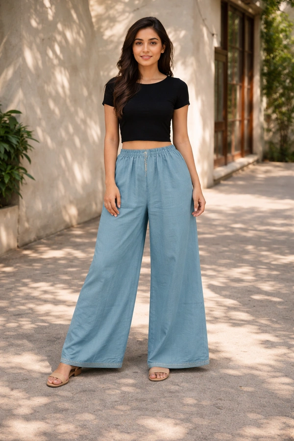 Trends Mid Rise Palazzo| Sky Blue | BPL140067| - L, Sky Blue
