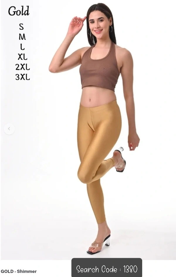 FlyCute Shimmer Ankle Fit | Combo with Duppata| Gold Shimmer|AS20501 - L, Gold Shimmer, with Duppata