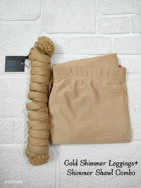 FlyCute Shimmer Ankle Fit | Combo with Duppata| Gold Shimmer|AS20501 - L, Gold Shimmer, with Duppata