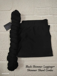 FlyCute Shimmer Ankle Fit | Leggings| Black Shimmer | AS20505 - L, Black Shimmer, with Duppata