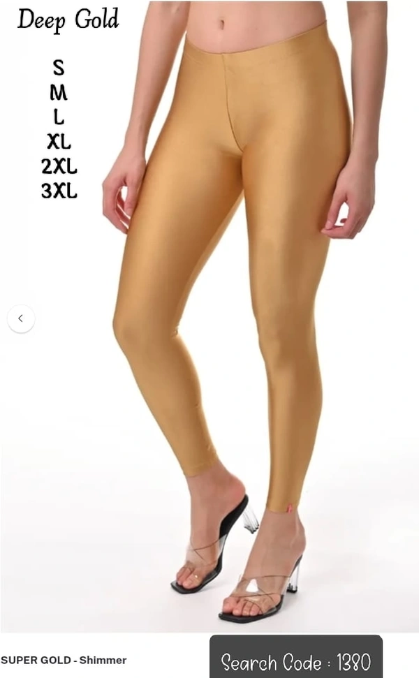 FlyCute Shimmer Ankle Fit | Leggings| Deep Gold Shimmer | AS20512 - L, Deep Gold Shimmer, with Duppata