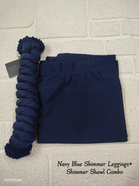 FlyCute Shimmer Ankle Fit | Leggings| Navy Blue Shimmer | AS20510 - XL, Navy Blue Shimmer, with Duppata