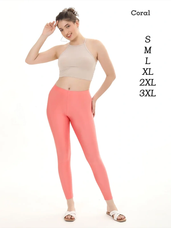 FlyCute Shimmer Ankle Fit | Leggings| Peach Shimmer | AS20503 - S, Peach Shimmer, with Duppata