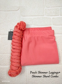 FlyCute Shimmer Ankle Fit | Leggings| Peach Shimmer | AS20503 - S, Peach Shimmer, with Duppata