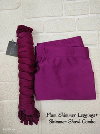 FlyCute Shimmer Ankle Fit | Leggings| Plum Shimmer | AS20504 - 2XL, Plum Shimmer, with Duppata