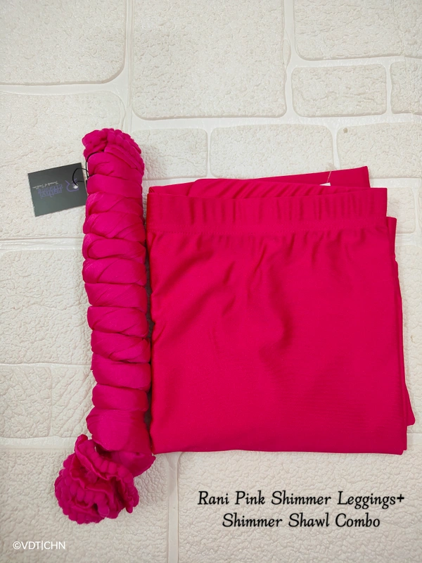 FlyCute Shimmer Ankle Fit | Leggings| Rani Pink Shimmer | AS20515 - S, Rani Pink Shimmer, with Duppata