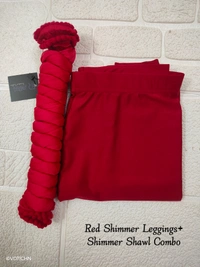 FlyCute Shimmer Ankle Fit | Leggings| Red Shimmer | AS20513 - L, Red Shimmer, with Duppata