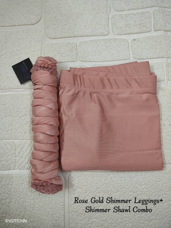FlyCute Shimmer Ankle Fit | Leggings| Rose Gold Shimmer | AS20509 - 3XL, Rose Gold Shimmer, with Duppata