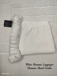 FlyCute Shimmer Ankle Fit | Leggings| White Shimmer | AS20514 - 3XL, White Shimmer, with Duppata