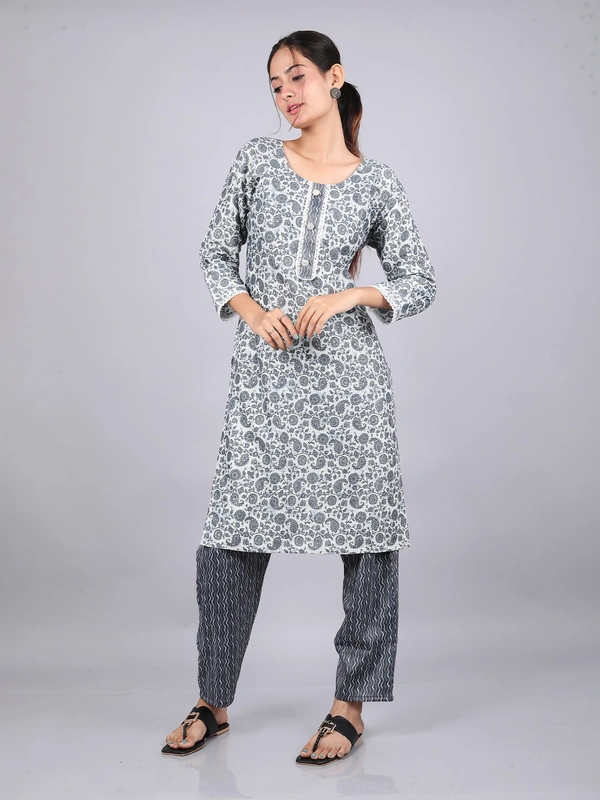 Regal Radiance Dark Gray Kurti & Pants