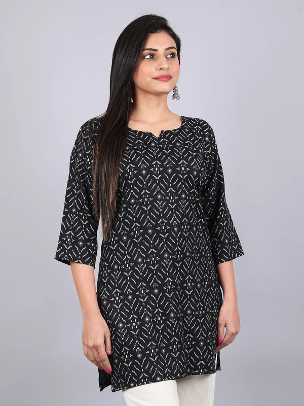 Artistic Aura Black Short Kurti