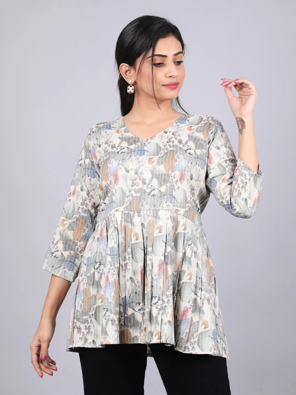 Vintage Vibe Gray Short Kurti