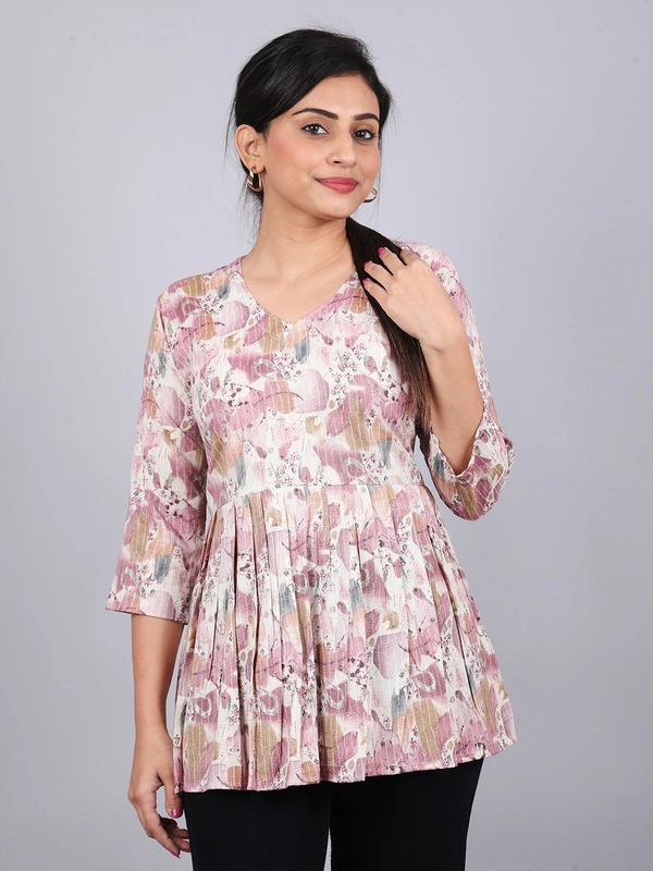 Paisely Party Off White Short Kurti