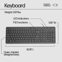 HP 150 USB Wired Chiclet Keyboard & Mouse Combo for Desktop & Laptop