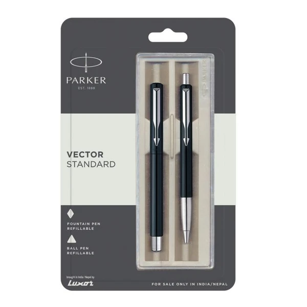 Parker Vector Standard Fountain Pen & Ball Pen Black Colour Body