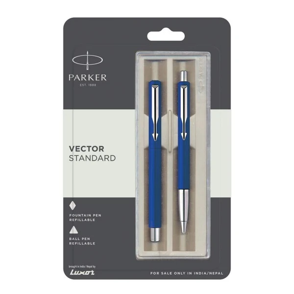 Parker Vector Standard Fountain Pen & Ball Pen Blue Colour Body
