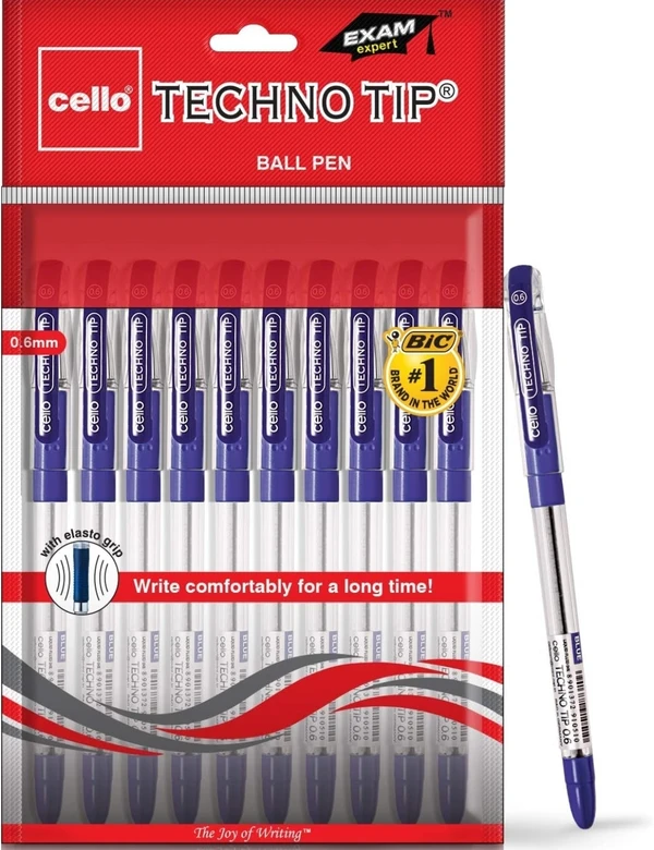 Cello Ball Pen Techno Tip - 10 Pcs Packs, Blue