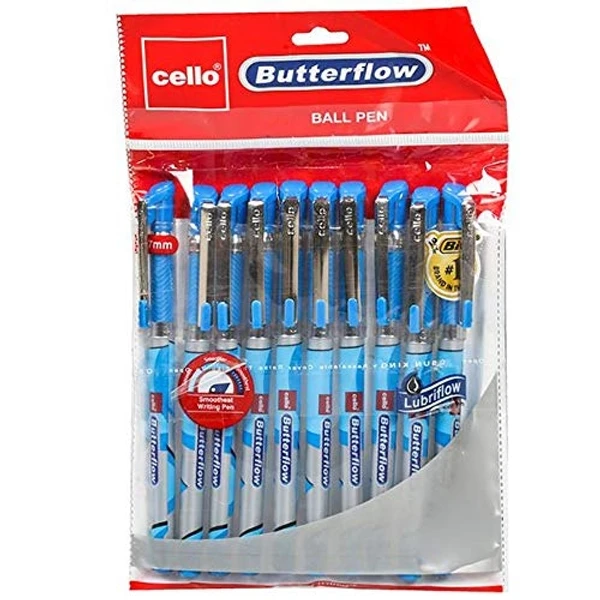 Cello Butterflow Ball Pen - 10 Pcs Packs, Blue