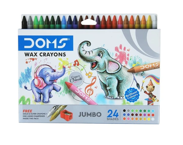 Doms Tri Jumbo Wax Crayons 24+2 Shades