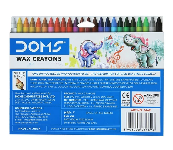 Doms Tri Jumbo Wax Crayons 24+2 Shades