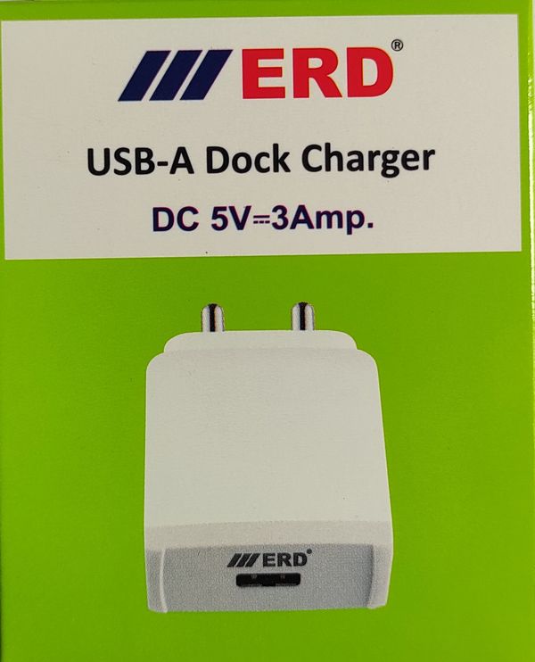 ERD USB - A Dock Charger DC 5A - 3Amp. White Colour 