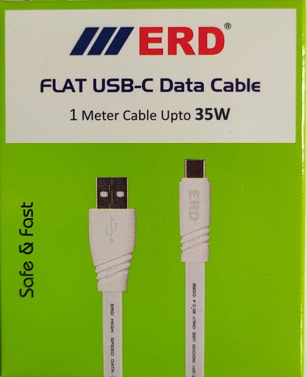ERD Flat USB C Data Cable 1 Meter Cable Upto 35W