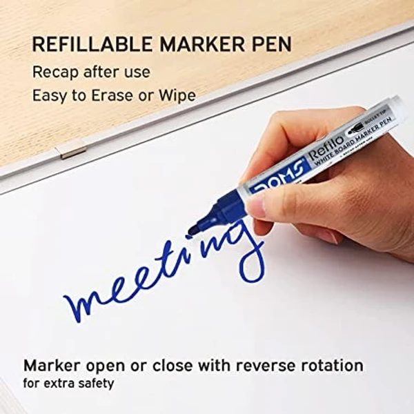 Doms Refilo White Board Marker Pen Blue Colour - 5 Pcs, Blue