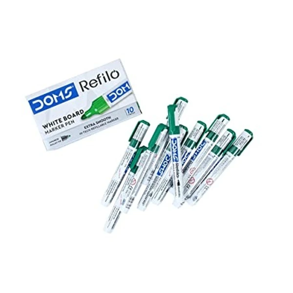 Doms Refilo White Board Marker Pen Green Colour - 5 Pcs, Green