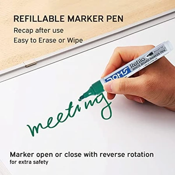 Doms Refilo White Board Marker Pen Green Colour - 10 Pcs Packs, Green