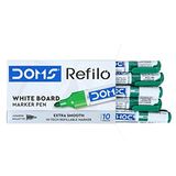 Doms Refilo White Board Marker Pen Green Colour - 10 Pcs Packs, Green