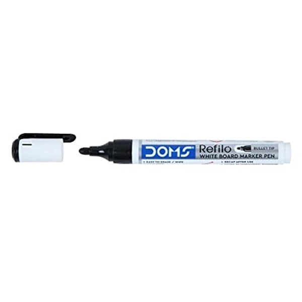 Doms Refilo White Board Marker Pen Black Colour - 5 Pcs, Black