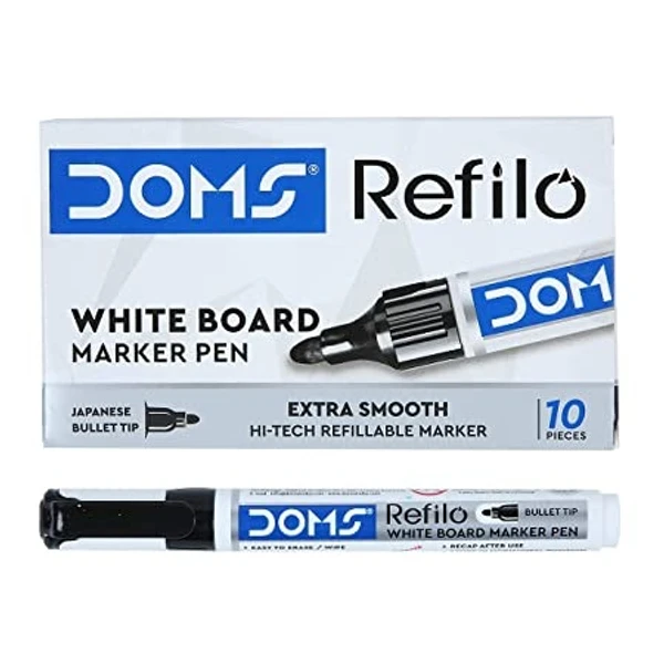 Doms Refilo White Board Marker Pen Black - 1 Pcs, Black