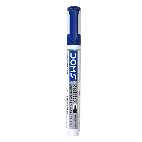 Doms Refilo White Board Marker Pen Blue - 1 Pcs, Blue