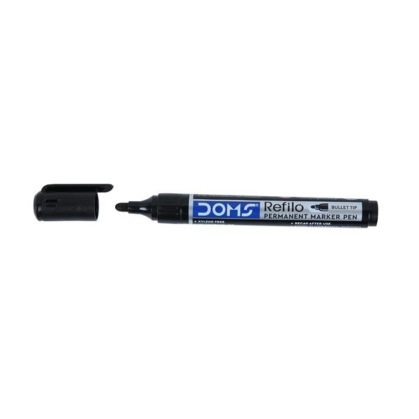 Doms Refilo Permanent Marker Pen - 10 Pcs Packs, Black