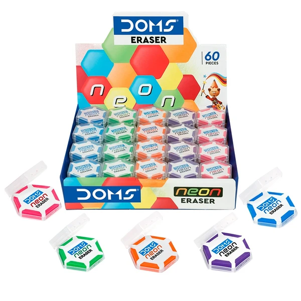 Doms Neon Hex Eraser  - 5 Pcs