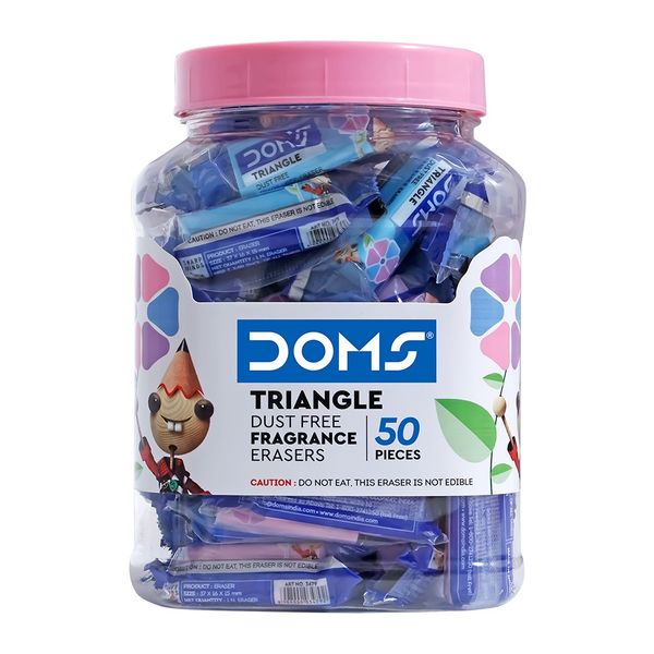 Doms Triangle Dust Free Fragrance Erasers 50 Pieces Jar