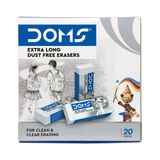 Doms Extra Long Dust Free Erasers 20 Pieces Packs