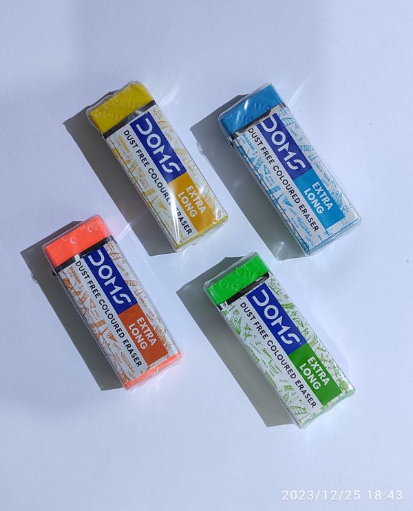 Doms Extra Long Dust Free Coloured Eraser   - 5 Pcs