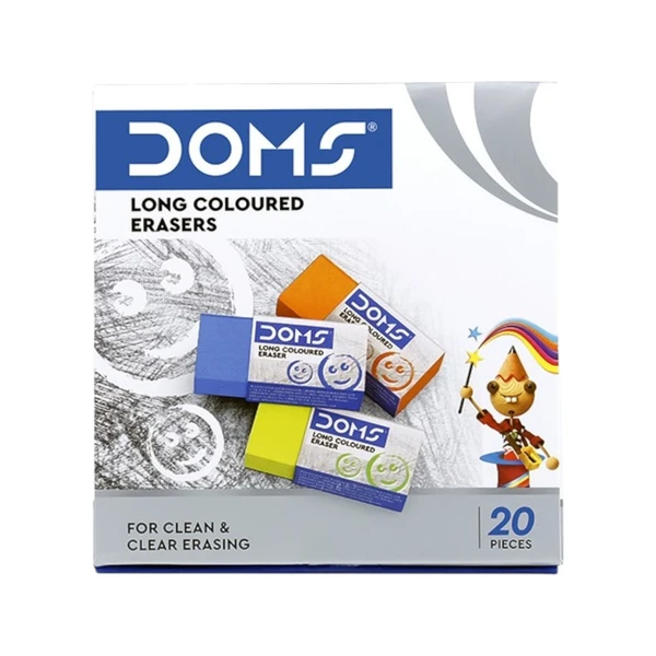 Doms Extra Long Dust Free Coloured Eraser - Pack of 10 Piece