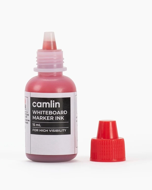 Camlin  White Board Marker Ink Red Colour 15ml  - 10 Pcs, Red