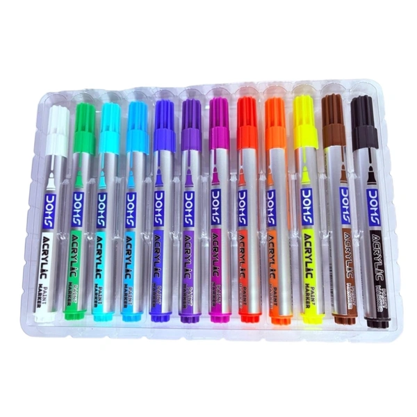 Doms Acrylic Paint Markers 12 Shades Soft Bullet Tip | Pop Art | Abstract Art | Graphic Design Art